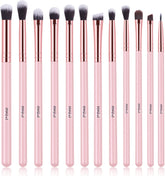 12Pcs Eyeshadow Brushes Make up Eye Brush Set Professional Eye Makeup Brushes for Concealer Eyeliner Eyelash Eyebrow Blending Contour Pink Brush
