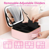 LED Makeup Bag with Light & Mirror Travel Vanity Case Cosmetic Beauty Box Pink