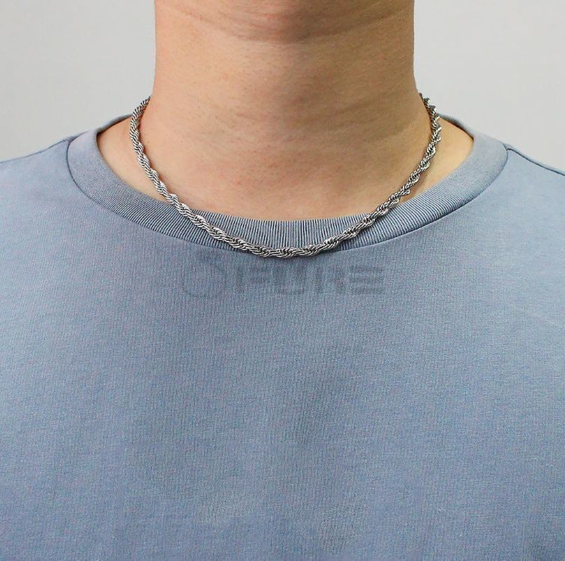 Women Men Gold Silver Twisted Rope Hip Hop Stainless Steel Long Chain Necklace