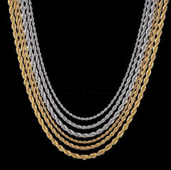Women Men Gold Silver Twisted Rope Hip Hop Stainless Steel Long Chain Necklace