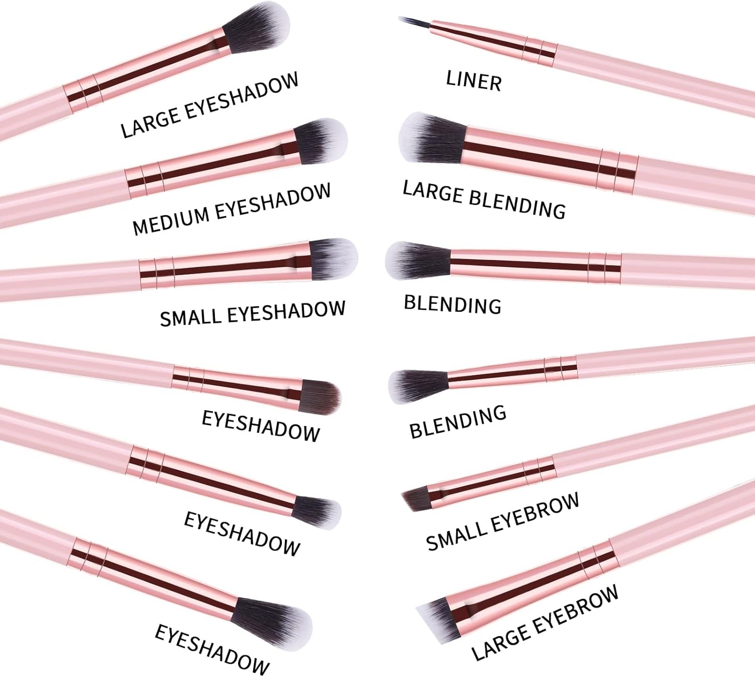 12Pcs Eyeshadow Brushes Make up Eye Brush Set Professional Eye Makeup Brushes for Concealer Eyeliner Eyelash Eyebrow Blending Contour Pink Brush