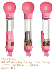 Pet Dog Water Bottle Travel Portable Drinking Water Dispenser with Poo Bags