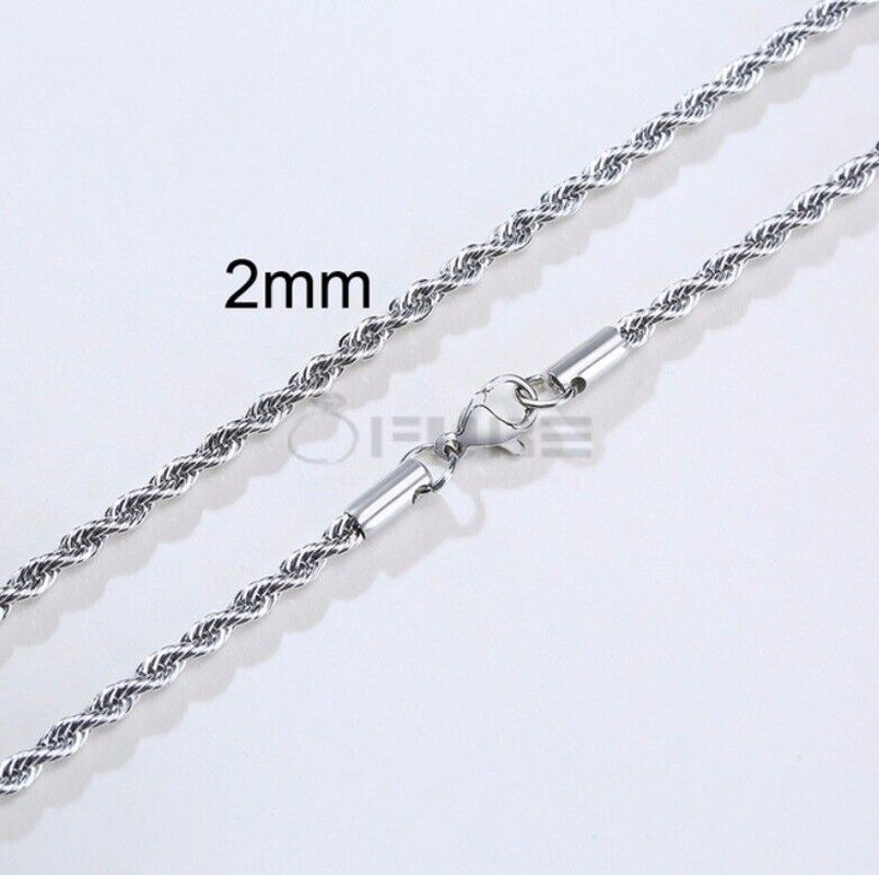 Women Men Gold Silver Twisted Rope Hip Hop Stainless Steel Long Chain Necklace