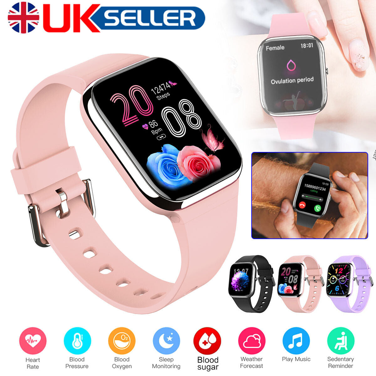 Smart Watch Fitness Tracker Heart Rate Men / Women Sport Watches for Ios Android
