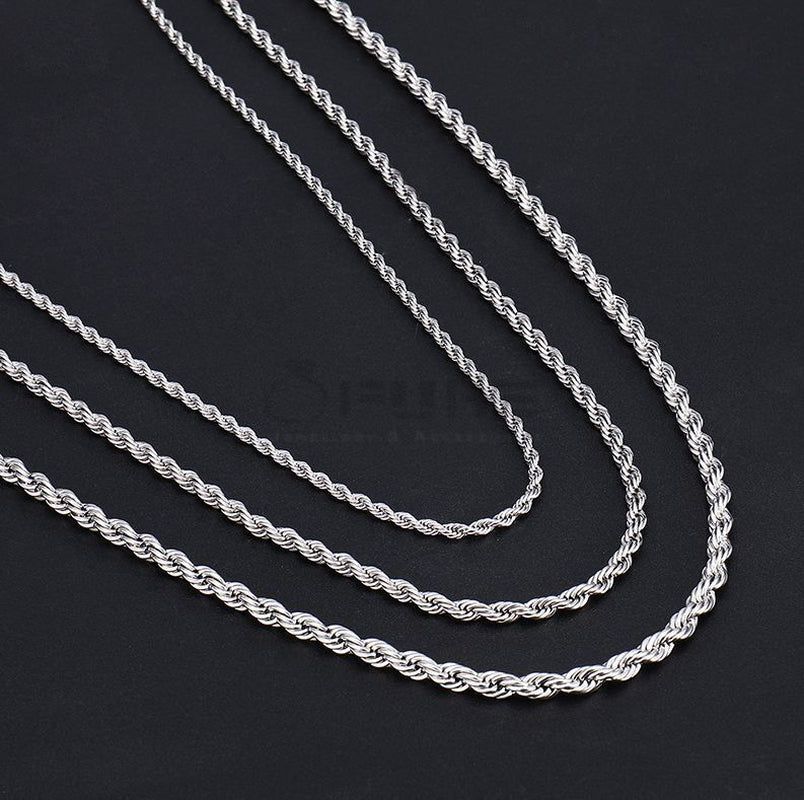 Women Men Gold Silver Twisted Rope Hip Hop Stainless Steel Long Chain Necklace