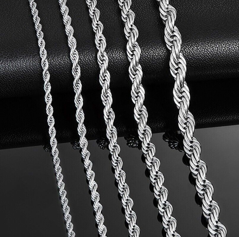 Women Men Gold Silver Twisted Rope Hip Hop Stainless Steel Long Chain Necklace