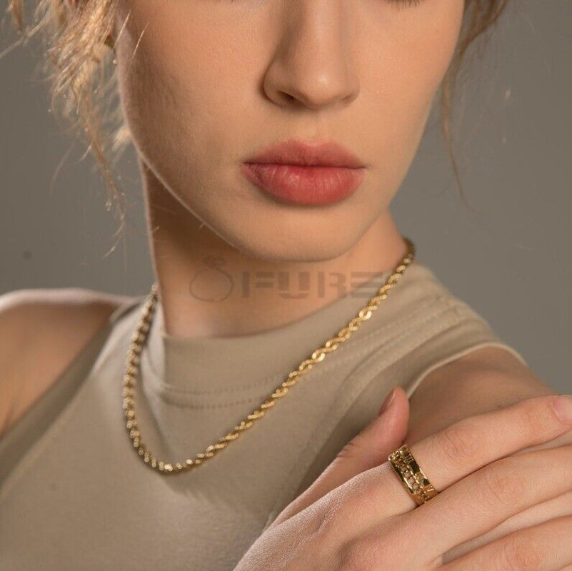 Women Men Gold Silver Twisted Rope Hip Hop Stainless Steel Long Chain Necklace