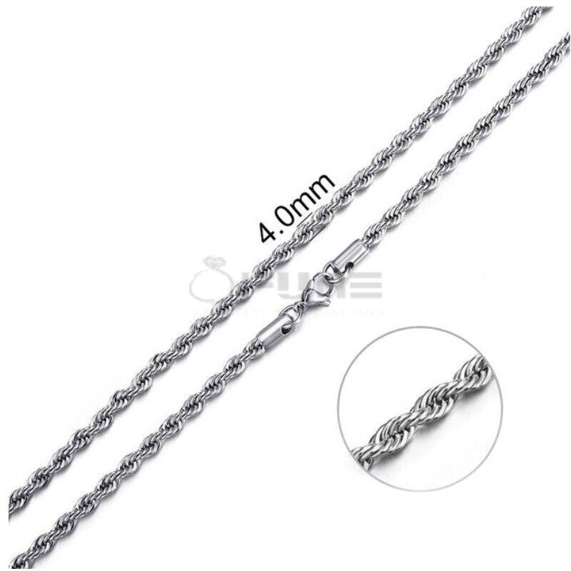 Women Men Gold Silver Twisted Rope Hip Hop Stainless Steel Long Chain Necklace