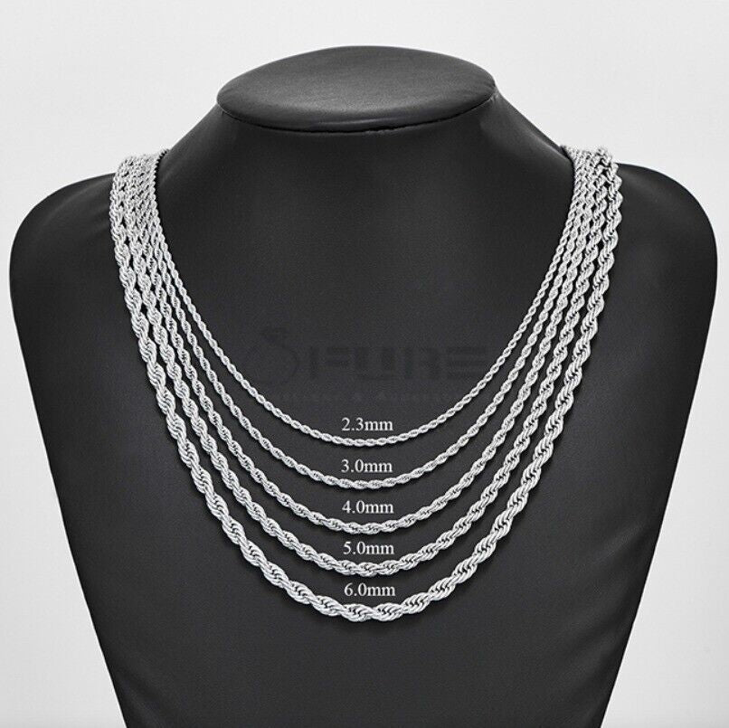 Women Men Gold Silver Twisted Rope Hip Hop Stainless Steel Long Chain Necklace