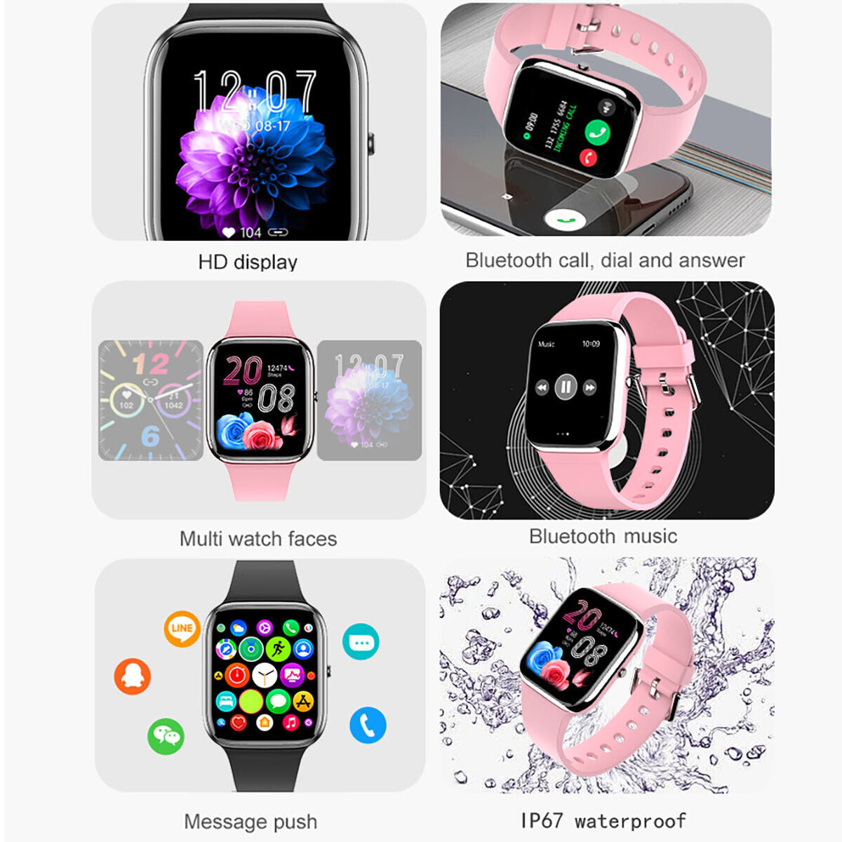 Smart Watch Fitness Tracker Heart Rate Men / Women Sport Watches for Ios Android