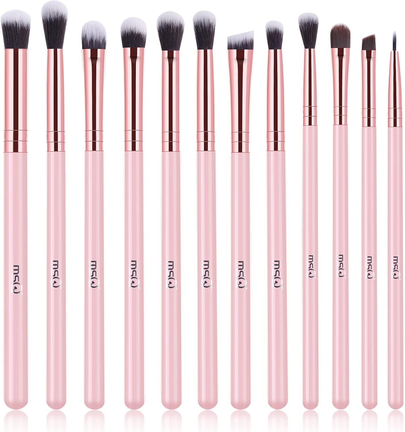 12Pcs Eyeshadow Brushes Make up Eye Brush Set Professional Eye Makeup Brushes for Concealer Eyeliner Eyelash Eyebrow Blending Contour Pink Brush