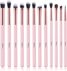 12Pcs Eyeshadow Brushes Make up Eye Brush Set Professional Eye Makeup Brushes for Concealer Eyeliner Eyelash Eyebrow Blending Contour Pink Brush