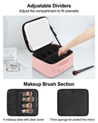 LED Makeup Bag with Light & Mirror Travel Vanity Case Cosmetic Beauty Box Pink