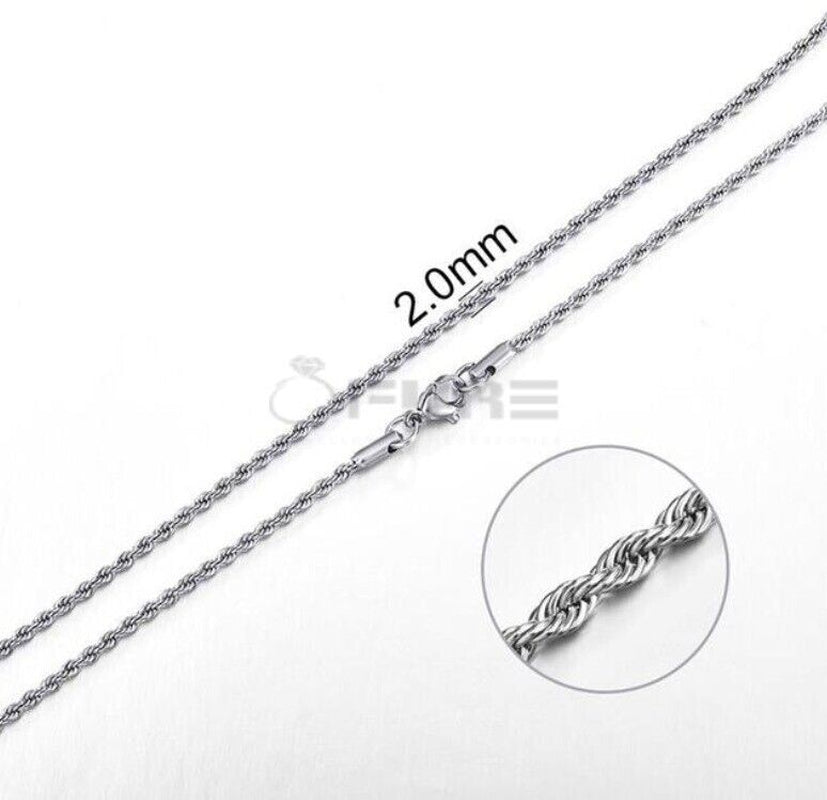 Women Men Gold Silver Twisted Rope Hip Hop Stainless Steel Long Chain Necklace